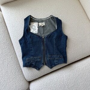 Denim Zip-Up Vest